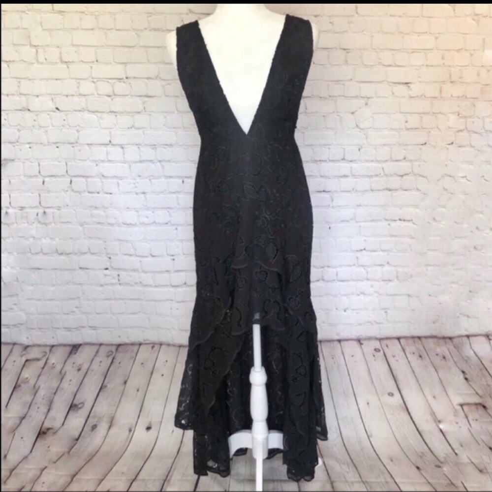 NWT FREE PEOPLE / black eyelet high low maxi dress - Picture 1 of 8